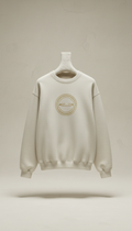 Ivory crewneck with gilded halo embroidery